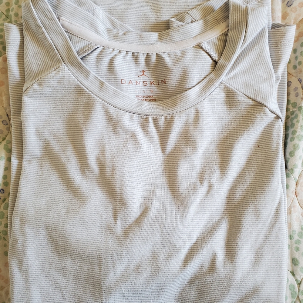DANSKIN STRIPED SCOOP-NECK T-Shirt